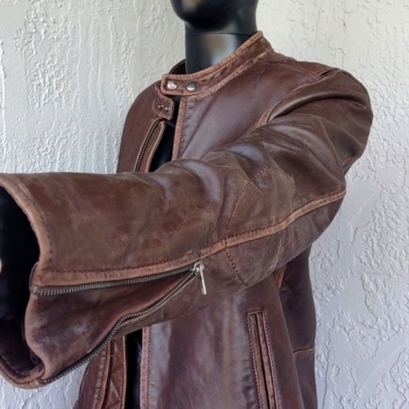 AEROPOSTALE MEN'S GENUINE DISTRESSED LEATHER JACKET SPEC NO.CGA087 (INDIA) - Picture 14 of 17